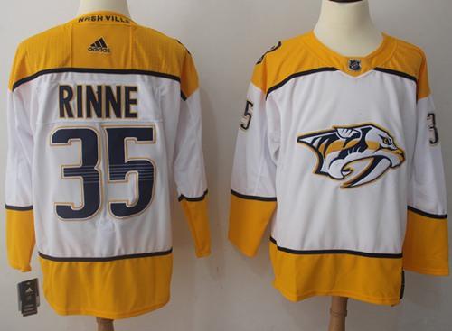 Adidas Predators #35 Pekka Rinne White Road Authentic Stitched NHL Jersey - Click Image to Close